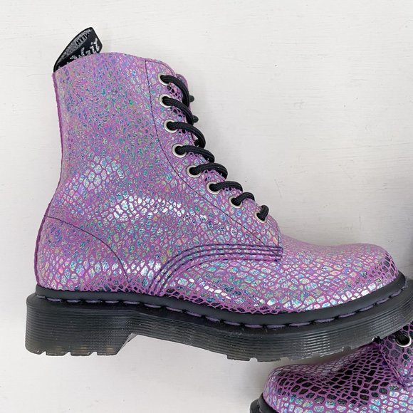 NWOB Dr. Martens Purple Metallic 1460 Pascal Snake Lace Up Boots Women's Size 5 - Picture 8 of 12